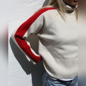JAM INDUSTRIES Whistler Cream + Red Cashmere + Wool Sweater M/L